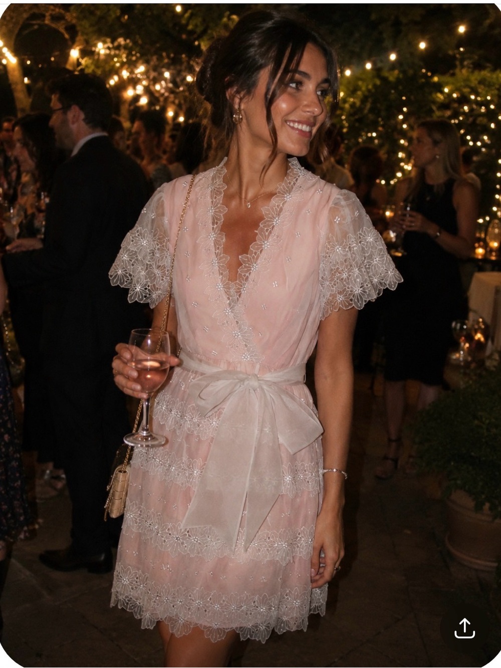 Delicate Vintage Pink and blue Organza Tiered Party Dress